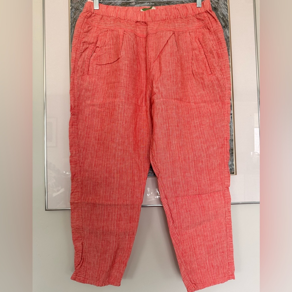Women’s Casual Linen Pants in Coral Red